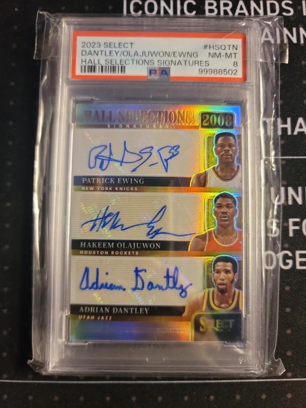 2023 Panini Select, Hall Selections 2008 Ewing/Olajuwon/Dantley Triple Auto PSA